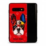 Wholesale Galaxy S10 Design Tempered Glass Hybrid Case (Hello Dog)